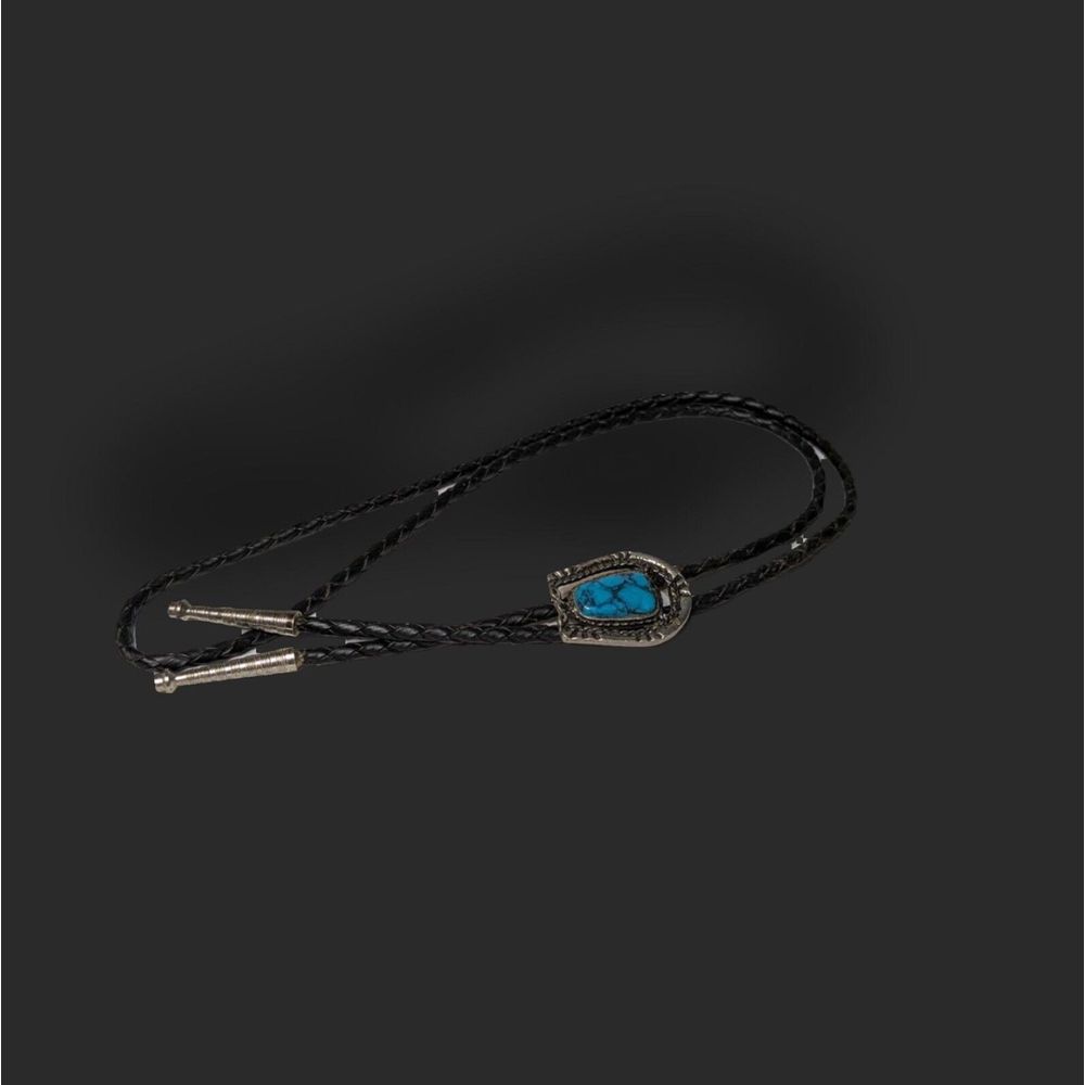 Vintage Silver tone bolo tie Turquoise_