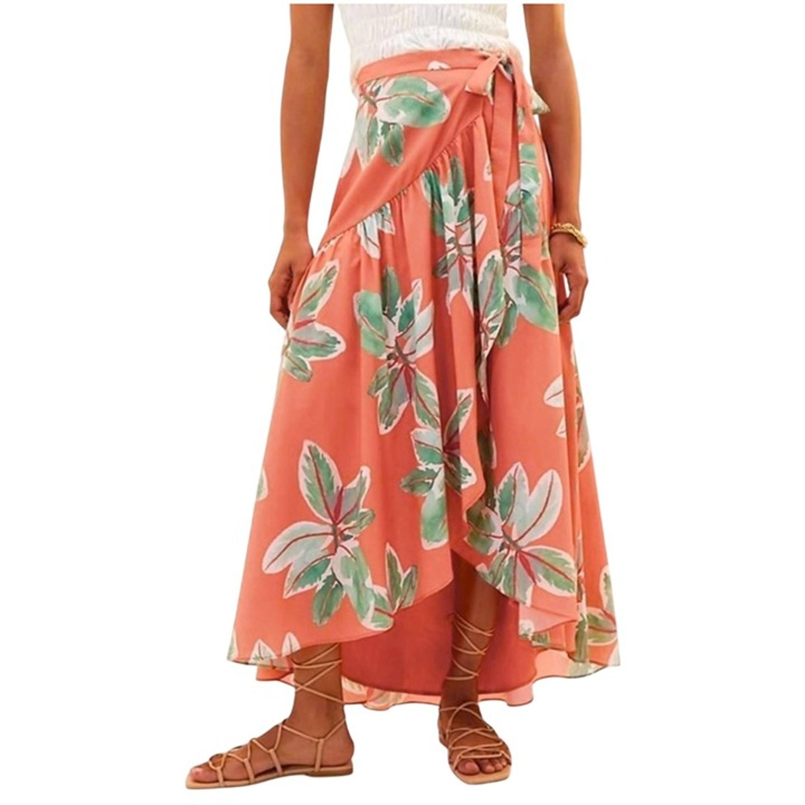 Anthropologie Hutch Womens Wrap Maxi Skirt With Tropical Floral Print Size L