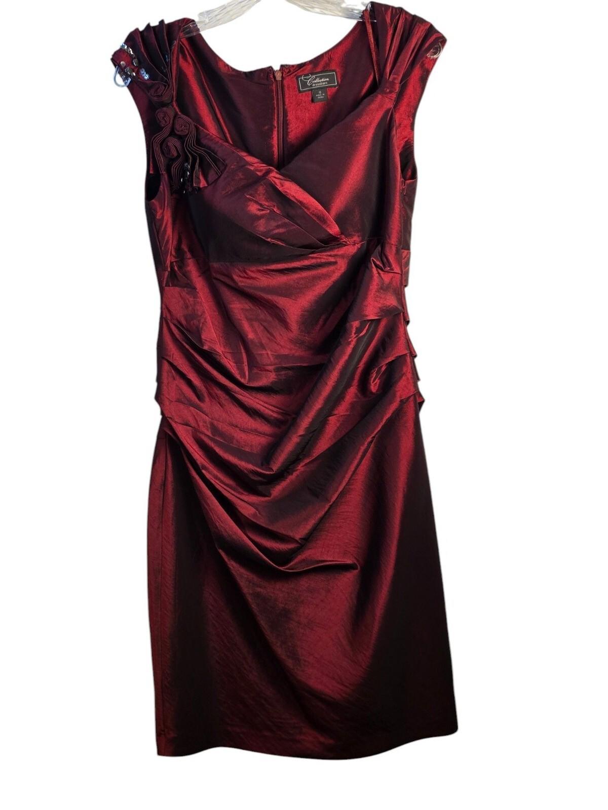 Collection Dressbarn Womens Red Satin Sleeveless Cocktail Dress Size 10