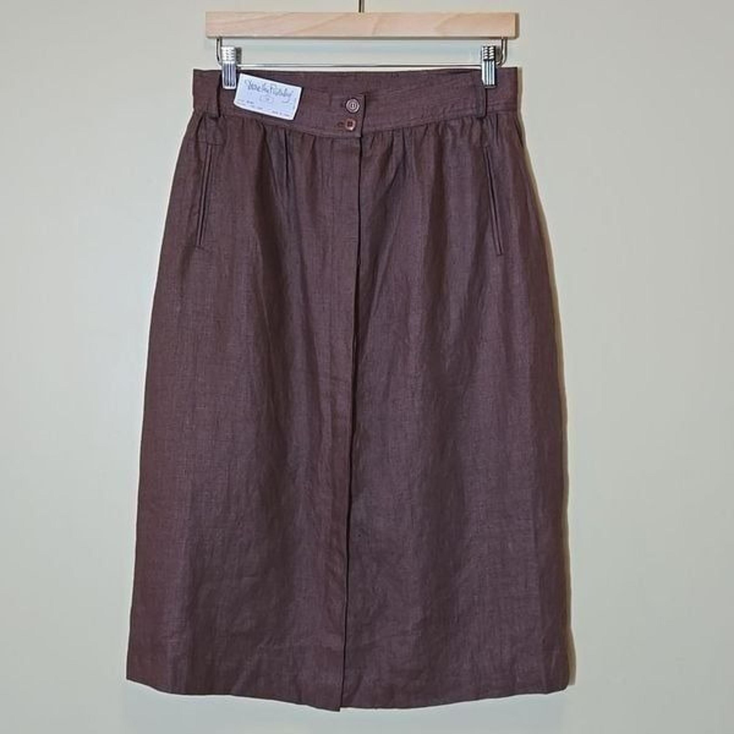 Diane Von Furstenberg Vintage Linen Skirt New Old Stock Womens 14 Button Front