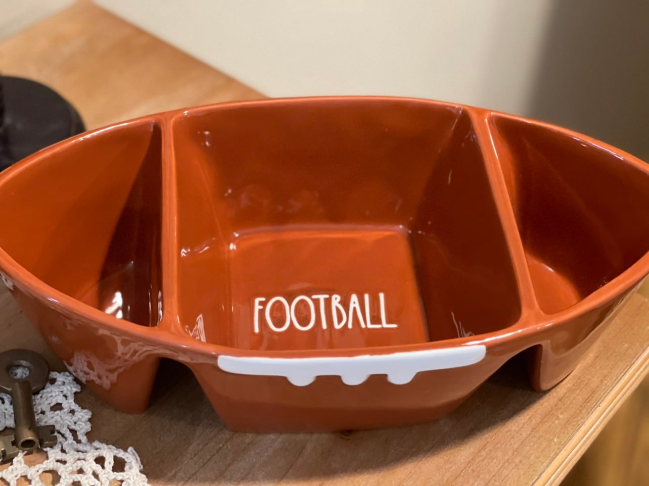 Rae Dunn Football Chip & Dip Bowl