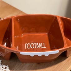 Rae Dunn Football Chip & Dip Bowl
