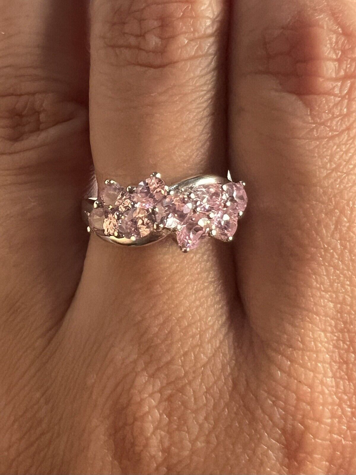 Pink Cz Cluster Ring 925 Sterling Silver 3.1g Sz 6.5