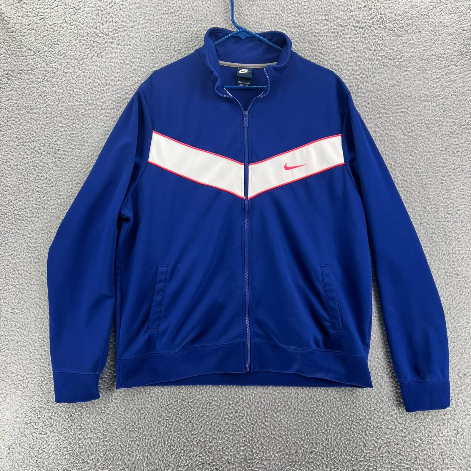 NIKE Track Jacket Mens 2XL Blue Full Zip Vintage 80s Blue Tag Soccer Warm Up