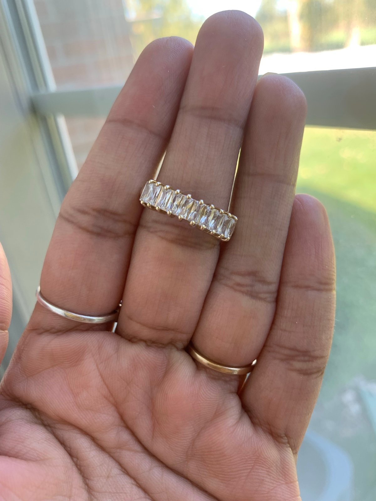 10k Gold Emerlad Cut Simulated Diamond Ring