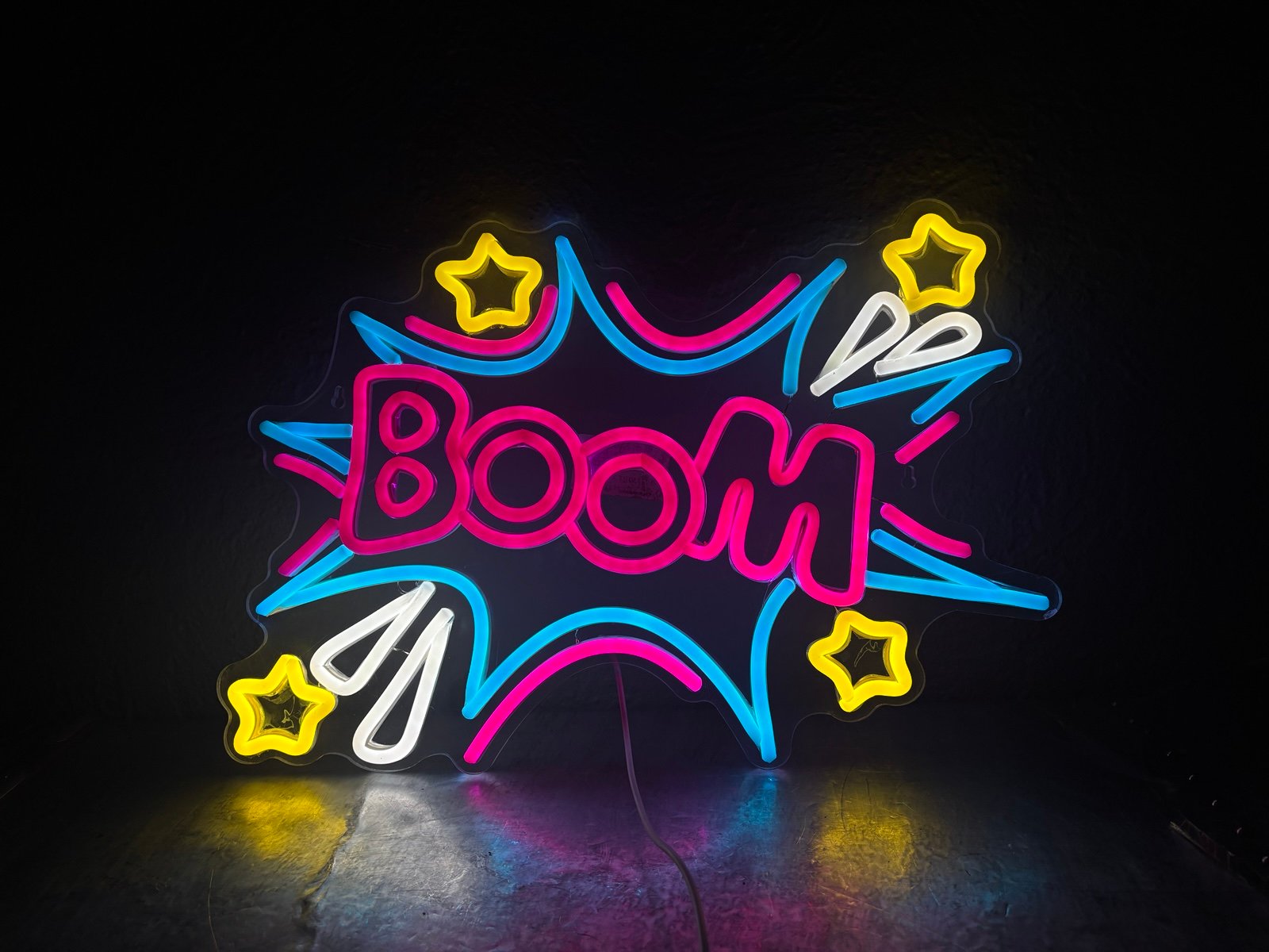 Colorful Neon 'Boom' Sign
