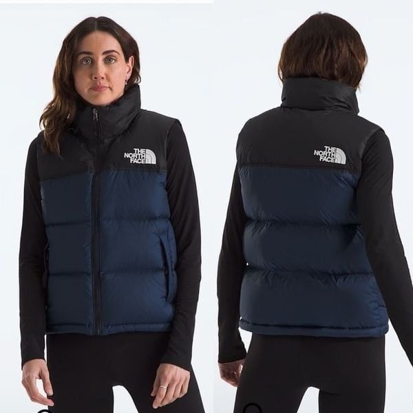 NWT XS The North Face Retro Nuptse 700 Puffer Vest - Summit Navy Blue and Black