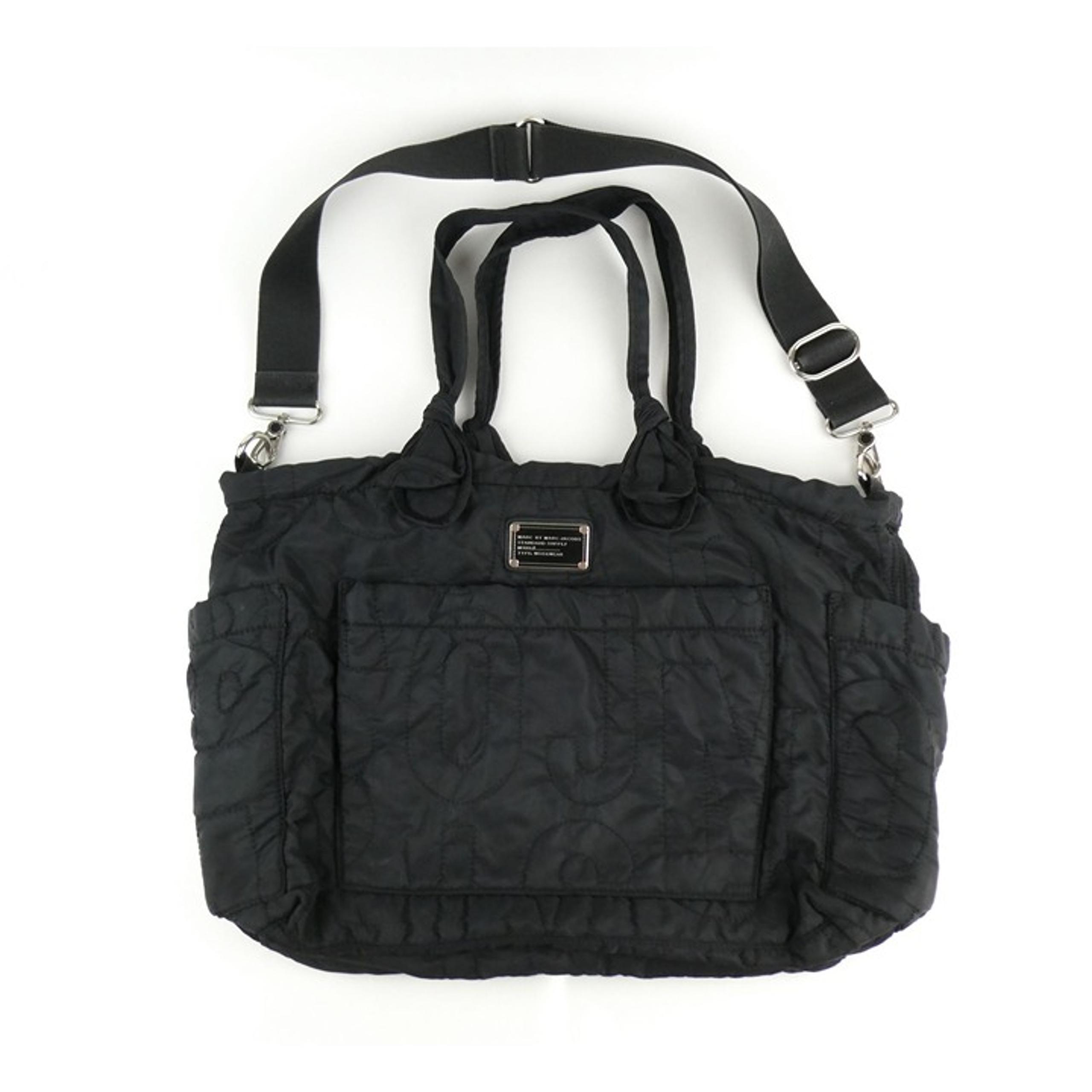 Marc By Marc Jacobs Black Quilted Nylon Tote Bag With Adjustable Strap
