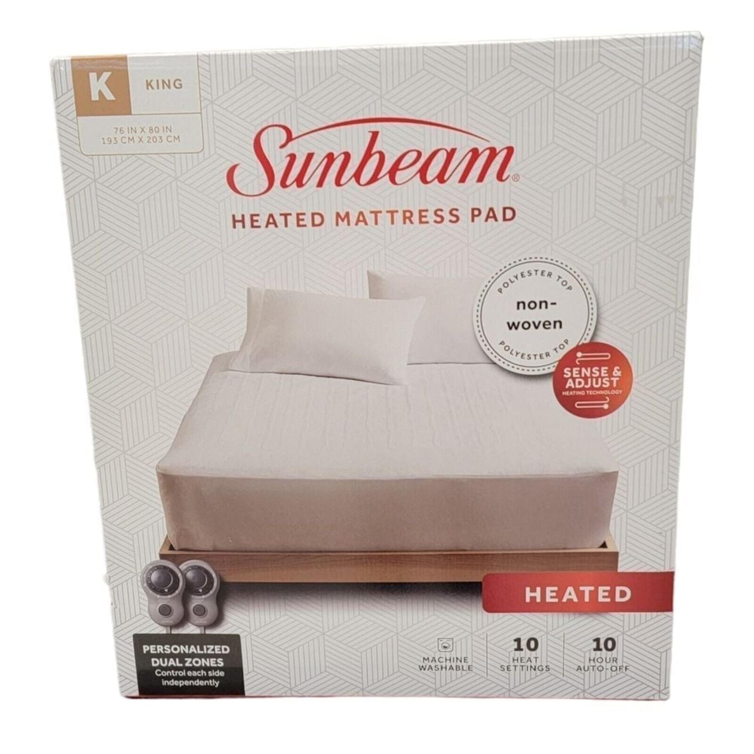 Sunbeam King Electric Heated Mattress Pad Personalized Dual Zones Controllers