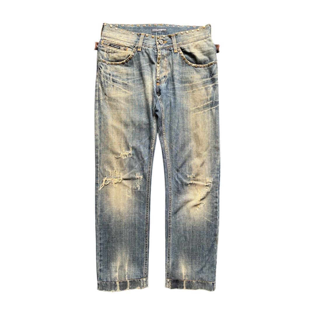 DOLCE&GABBANA 05SS Studded Belt Denim Pants