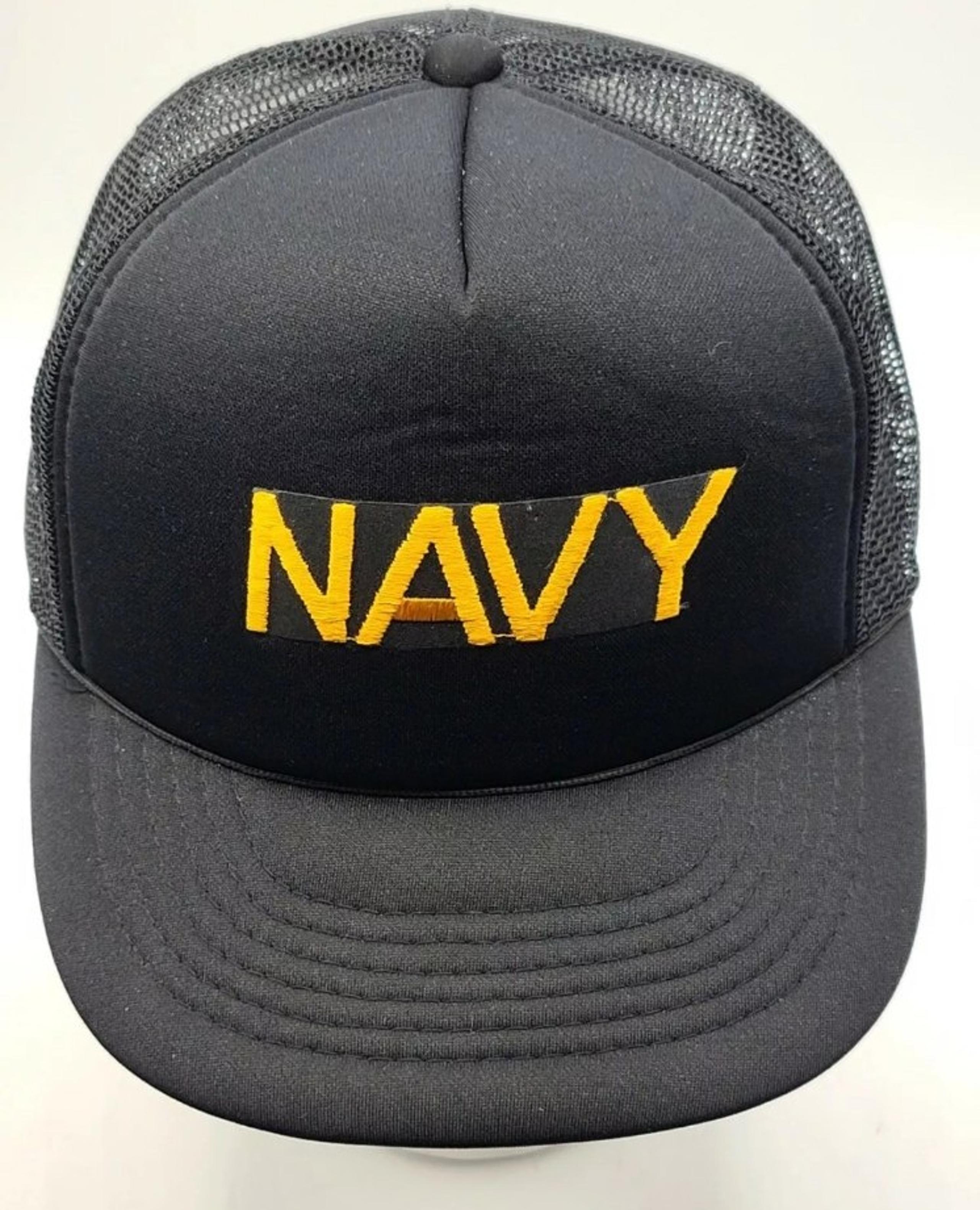VINTAGE NAVY NAVAL MESH SNAPBACK TRUCKER HAT