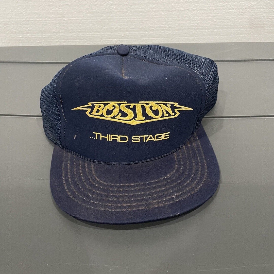 Vintage Boston Third Stage Snapback Hat Cap Blue Rock Band Promo Rare Trucker