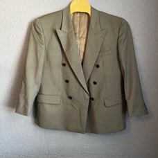 Yves Saint Laurent Mens Vintage Eaton Double Breasted Khaki Wool Blazer Size 50