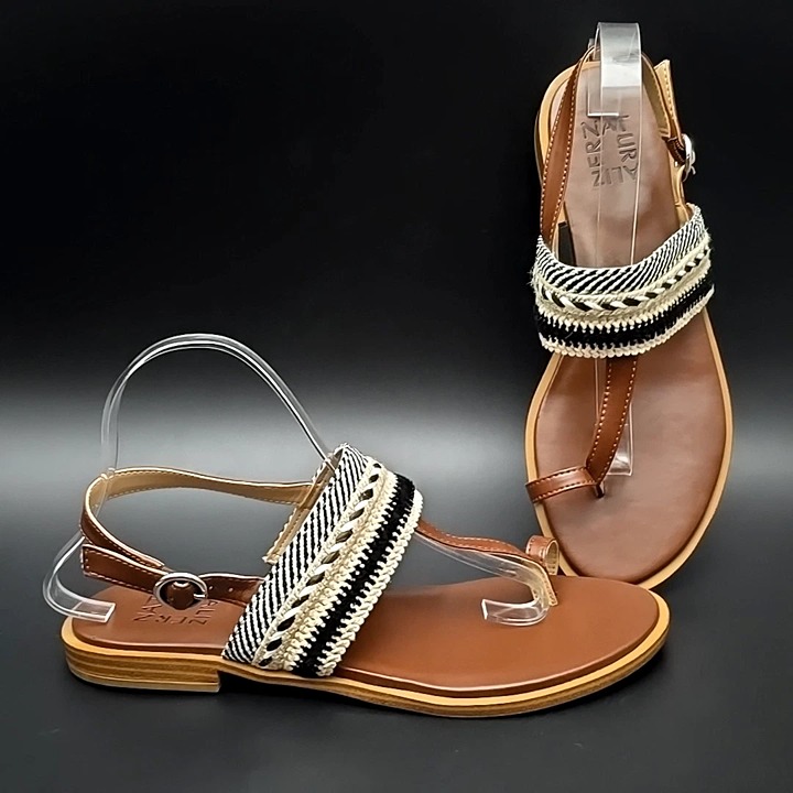 Naturalizer Linnete Heel Strap Multi Woven Thong Sandals Women's Size 8.5 M