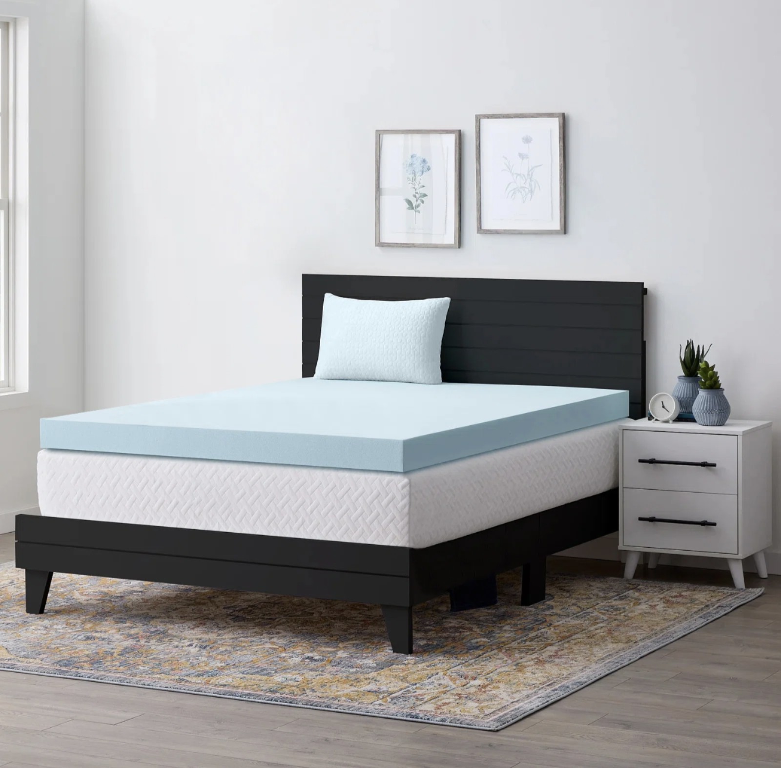 King Size 2 Mattress Topper Cooling Gel Memory Foam Mattress Pads & Toppers