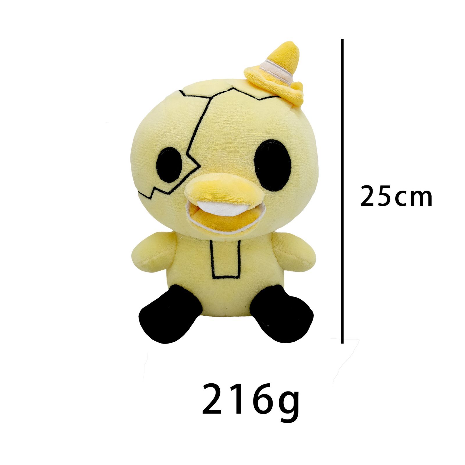 The plush toy deceives the fearful duck