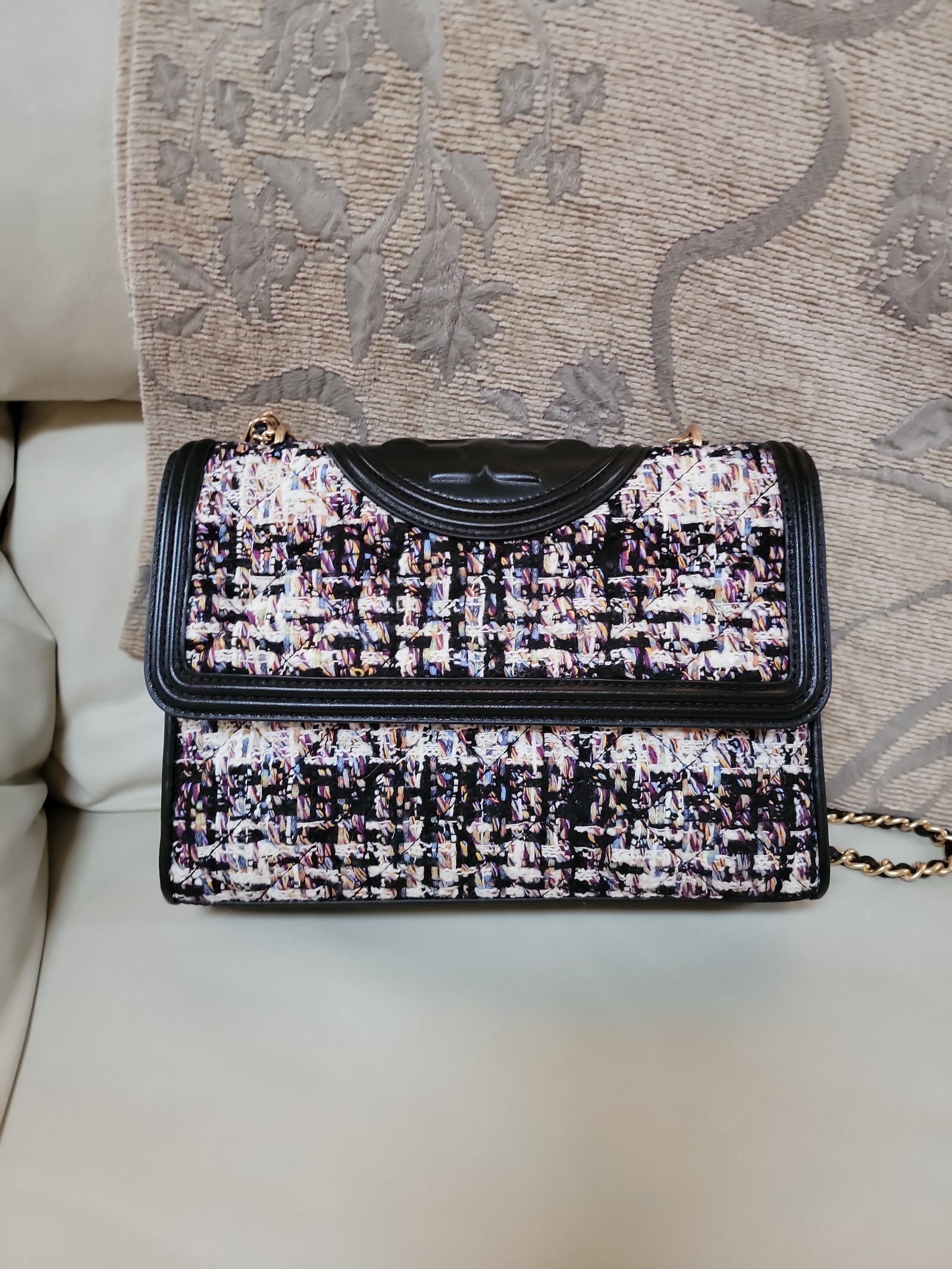 Tory Burch Matching Tweed Bag and Combat Boots