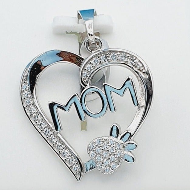 925 Sterling Silver CZ Beautiful Mom Pendant for Women, 1USPAR4025