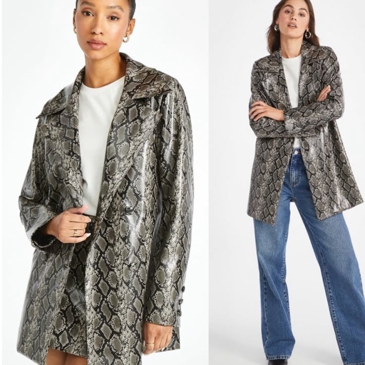 Faux Leather Pea Coat