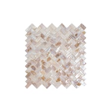 WS Tiles - Mother of Pearl Caribbean Beach 11 in. x 10.6 in. Herringbone Seashel