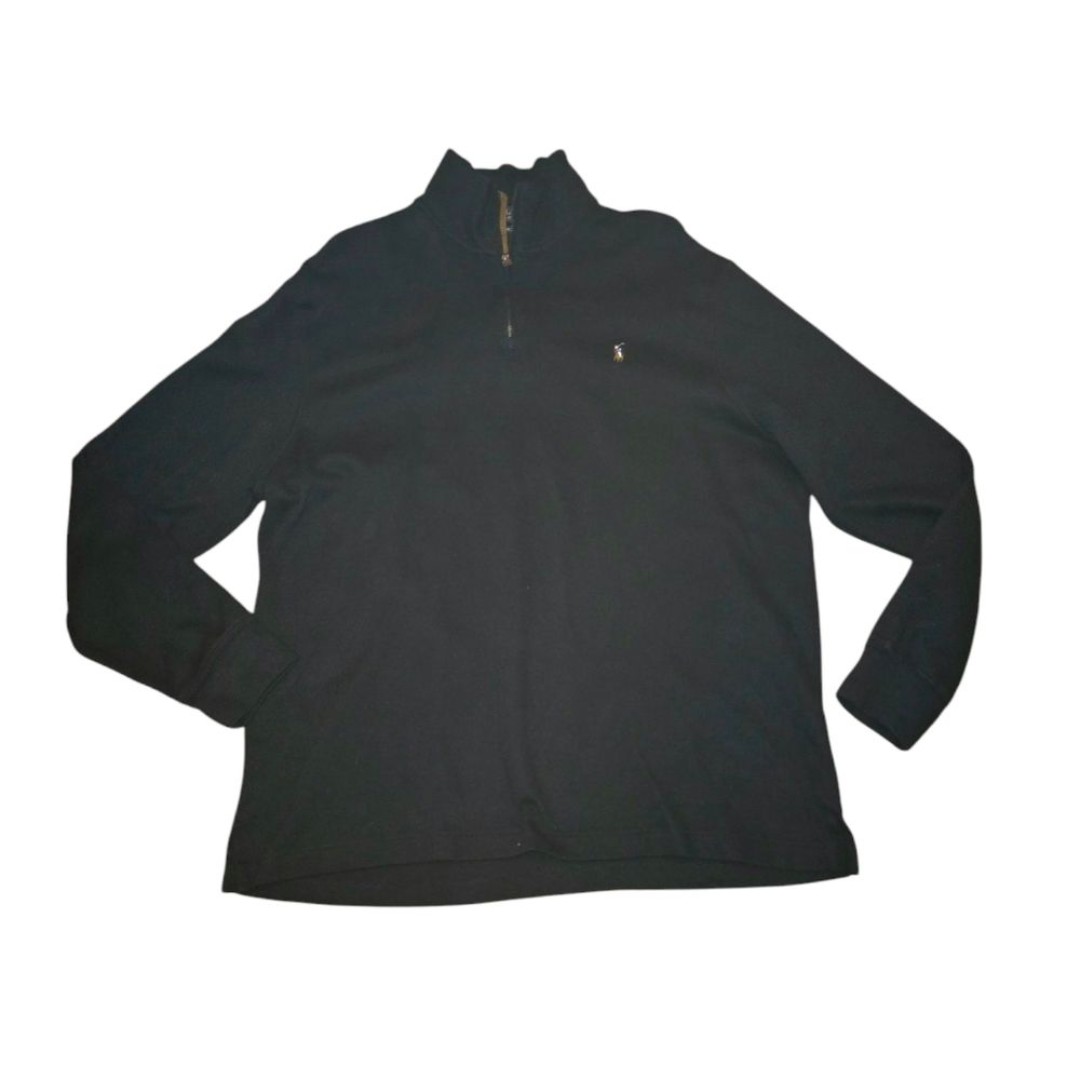 Polo Ralph Lauren Black Classic Estate Rib Quarter Zip Pullover Sweater Size XL