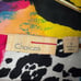 Y2K VTG Choices Maximalist Colorful Multicolor Print Sequin Denim Jacket, Size S