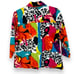 Y2K VTG Choices Maximalist Colorful Multicolor Print Sequin Denim Jacket, Size S