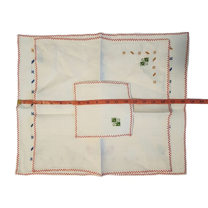 Cross Stitch 6 Embroidered kitchen linen Handmade VTG New