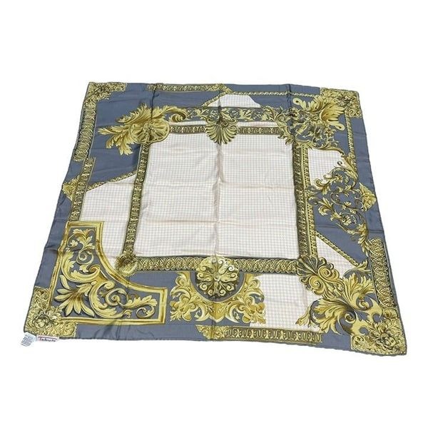 Talbots Silk Venizia Italy Design Hollywood Regency Gold Design Square Scarf 37