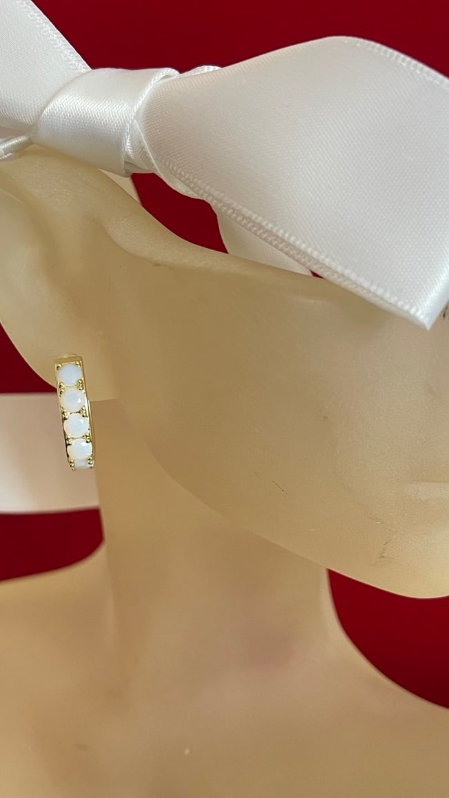 NWT Kendra Scott 14K Chandler Opalite & Crystal Earrings w / KS Box, Bag & Bow