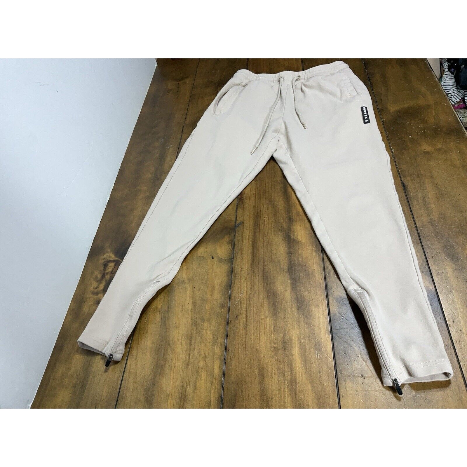 YoungLA The Perfect Joggers Gym Zip Ankle Pockets Tan Size Large