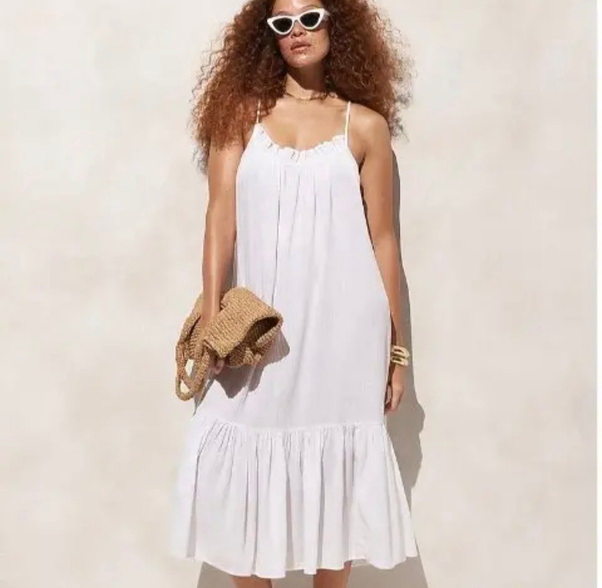 Jcrew Ruffle Beach Dress In Airy Gauze White Size Small / Medium