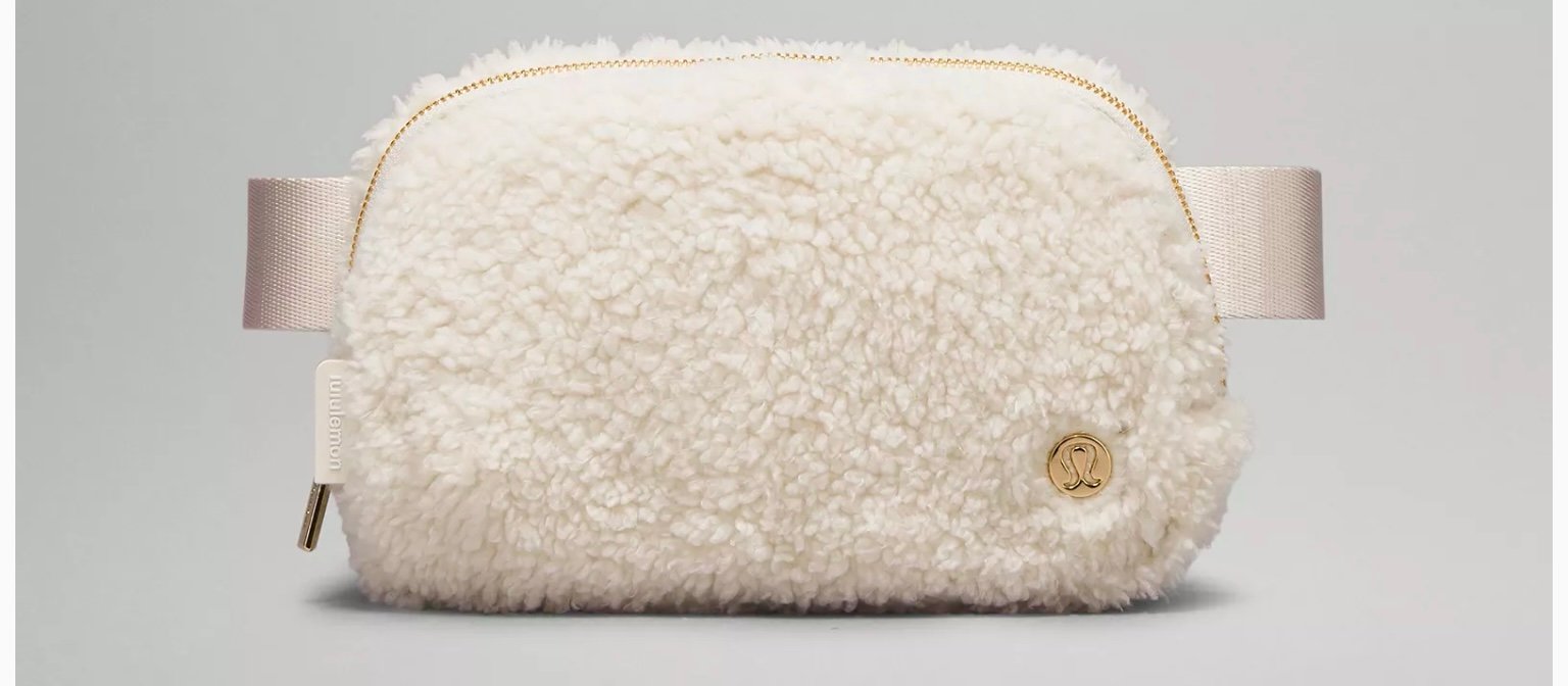 Lululemon Everyday Fleece belt bag in Ivory White with Gold Hardware