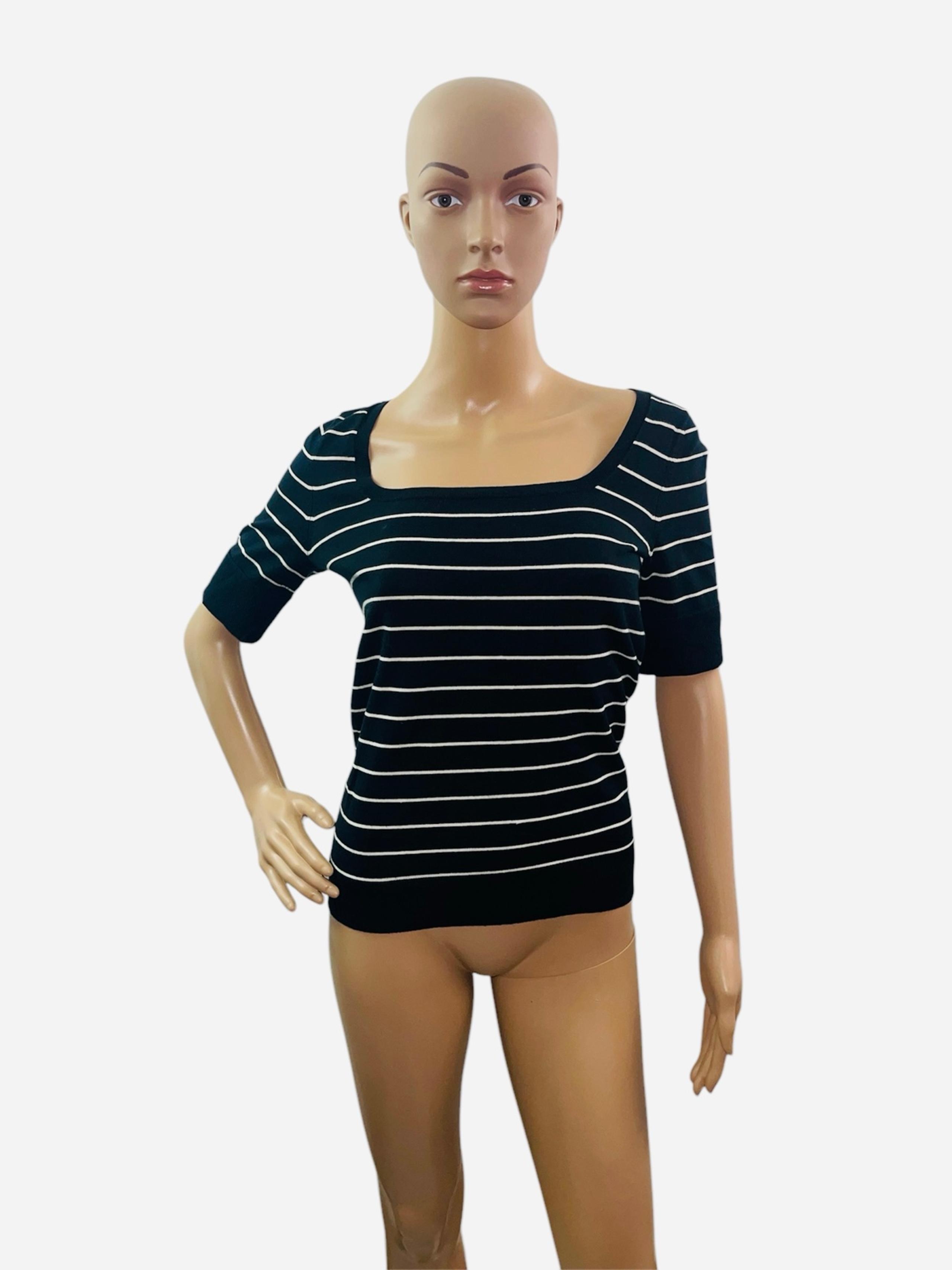 Banana Republic Women’s Size XS Short Sleeve Square Neck Striped Knit Top