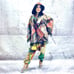 Handmade patchwork hooded poncho cape
