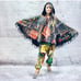 Handmade patchwork hooded poncho cape
