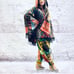 Handmade patchwork hooded poncho cape