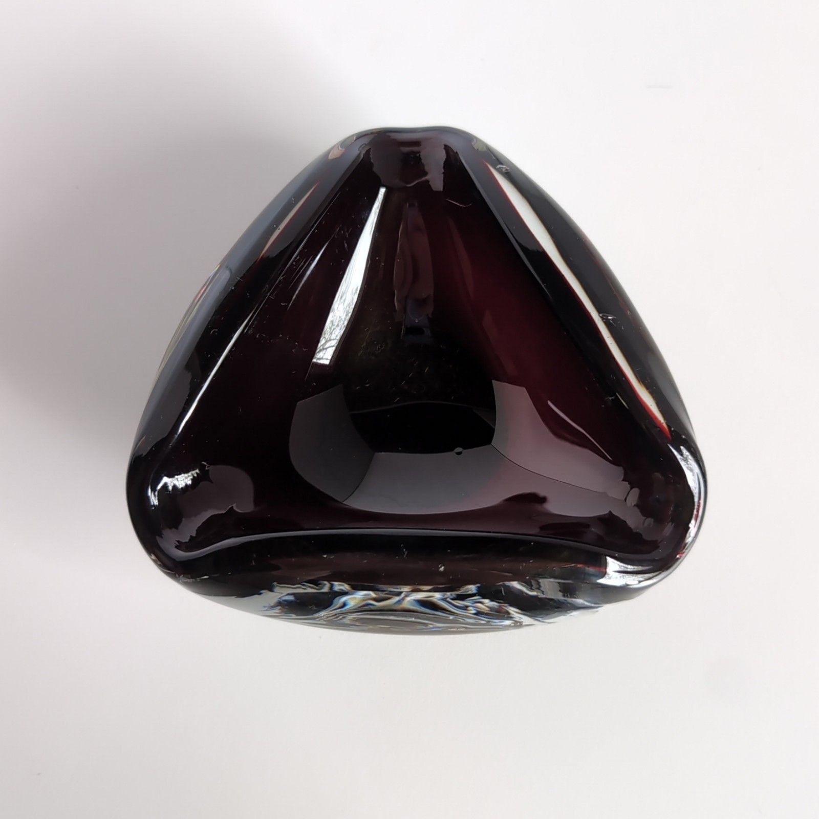 Vintage MCM Seguso Maroon 2 lb Sommerso Art Glass Cigar Ashtray
