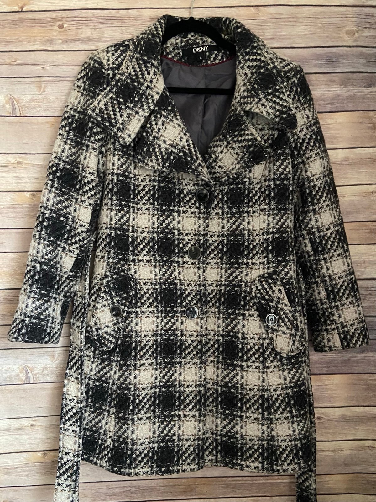 DKNY Plaid Peacoats | Mercari