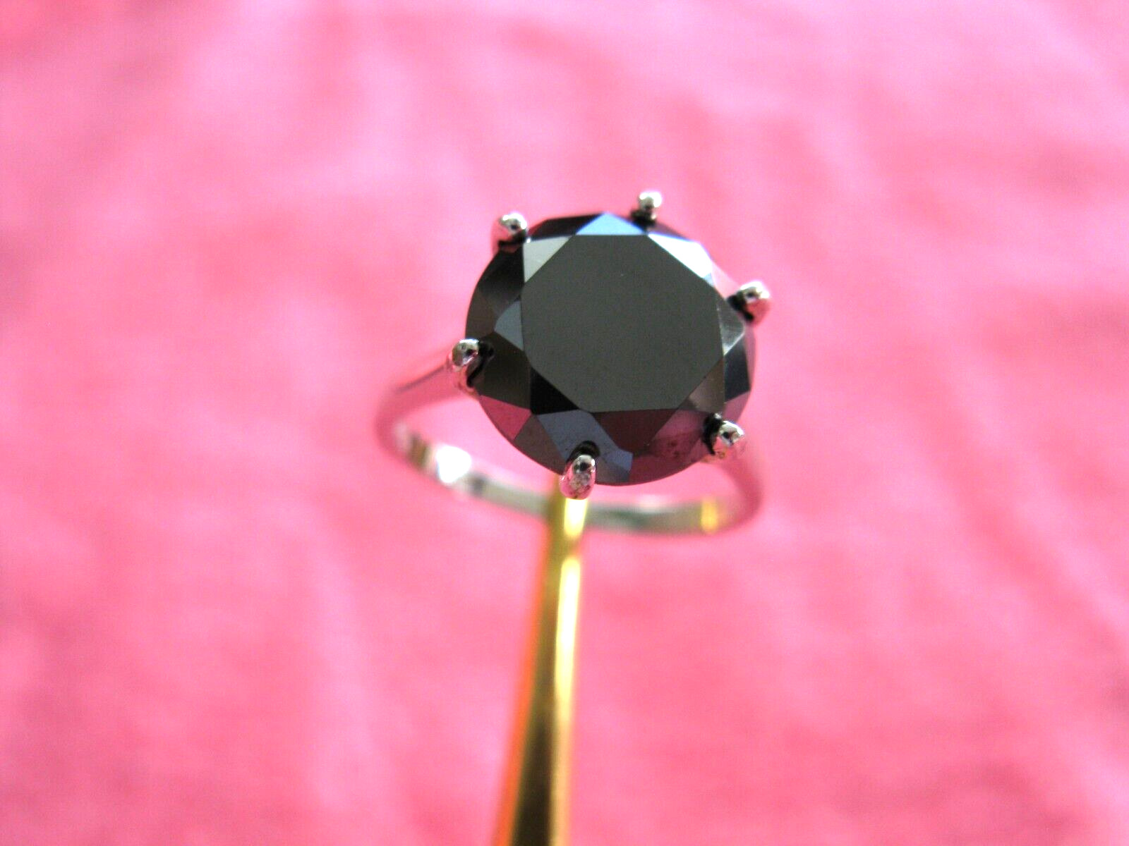 5.07ct 100% REAL NATURAL BLACK DIAMOND RING, CERTIFICATE,FR EE DIA TESTER Size 1