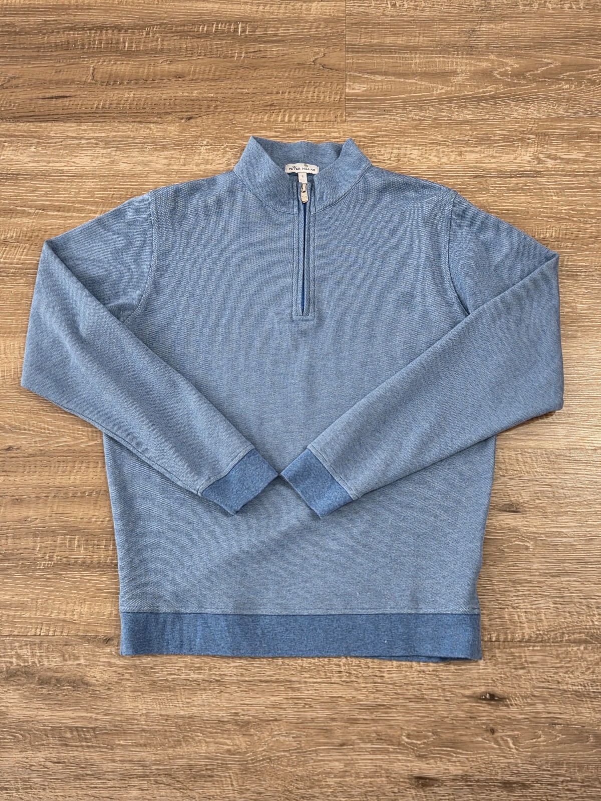 Peter Millar Cown Comfort Pullover Men's Preowned Quarter Zip Shirt Size L Blue.
