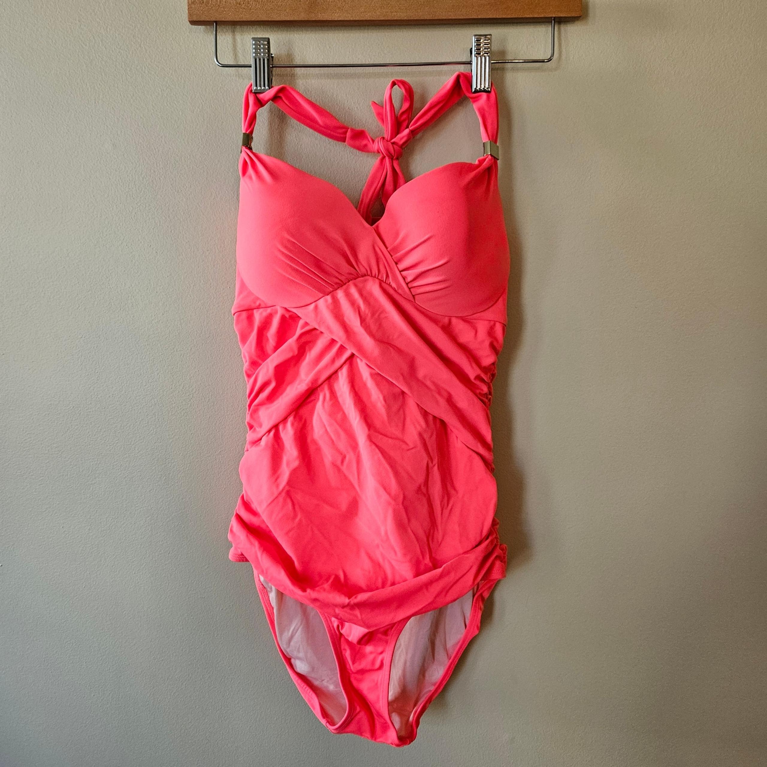 Victoria's Secret One Piece Halter Swimsuit, Size 6B Push-Up Padded Pink