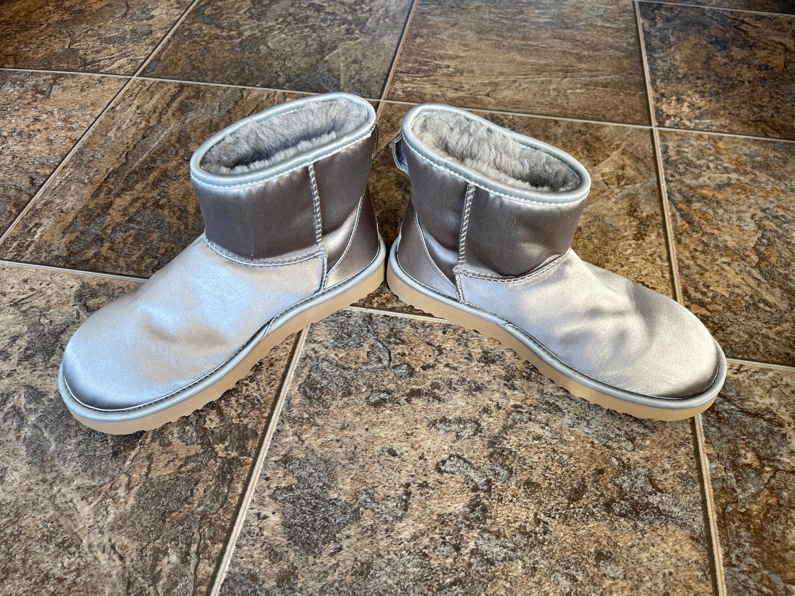 UGG Australia Classic Mini Satin Boots- Elephant Color, Women’s Size 7
