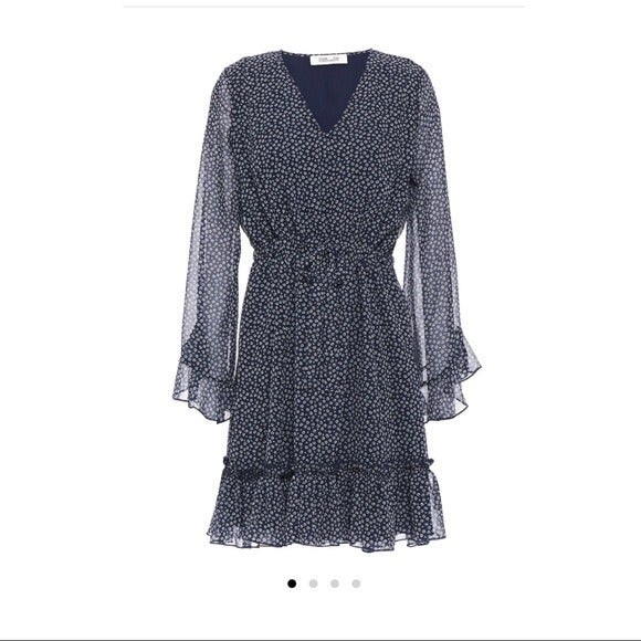 548 NWT DVF Celia floral navy dress