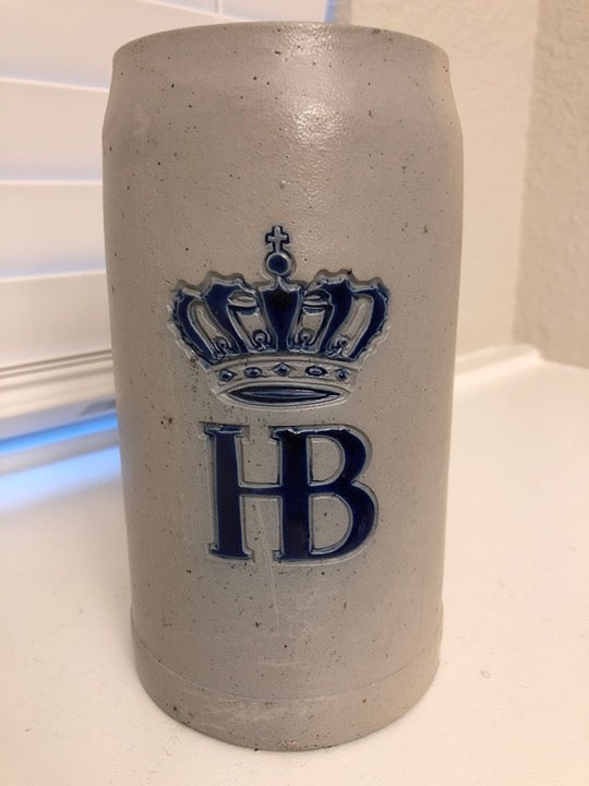Hofbrauhaus Munich (Munchen) HB logo Salt Glazed German Beer Mug 1 Liter