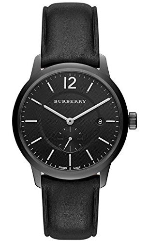 Burberry The Classic Swiss Quartz Black Dial Leather Strap Men's Watch #BU10003