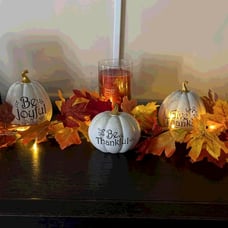 Set of 3 Thanksgiving Tabletop Decorations, Resin Pumpkins Seasonal Fall