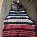 Forever 21 Crochet Halter Backless Red White & Blue Striped Crop Top Size L NWT