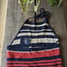 Forever 21 Crochet Halter Backless Red White & Blue Striped Crop Top Size L NWT
