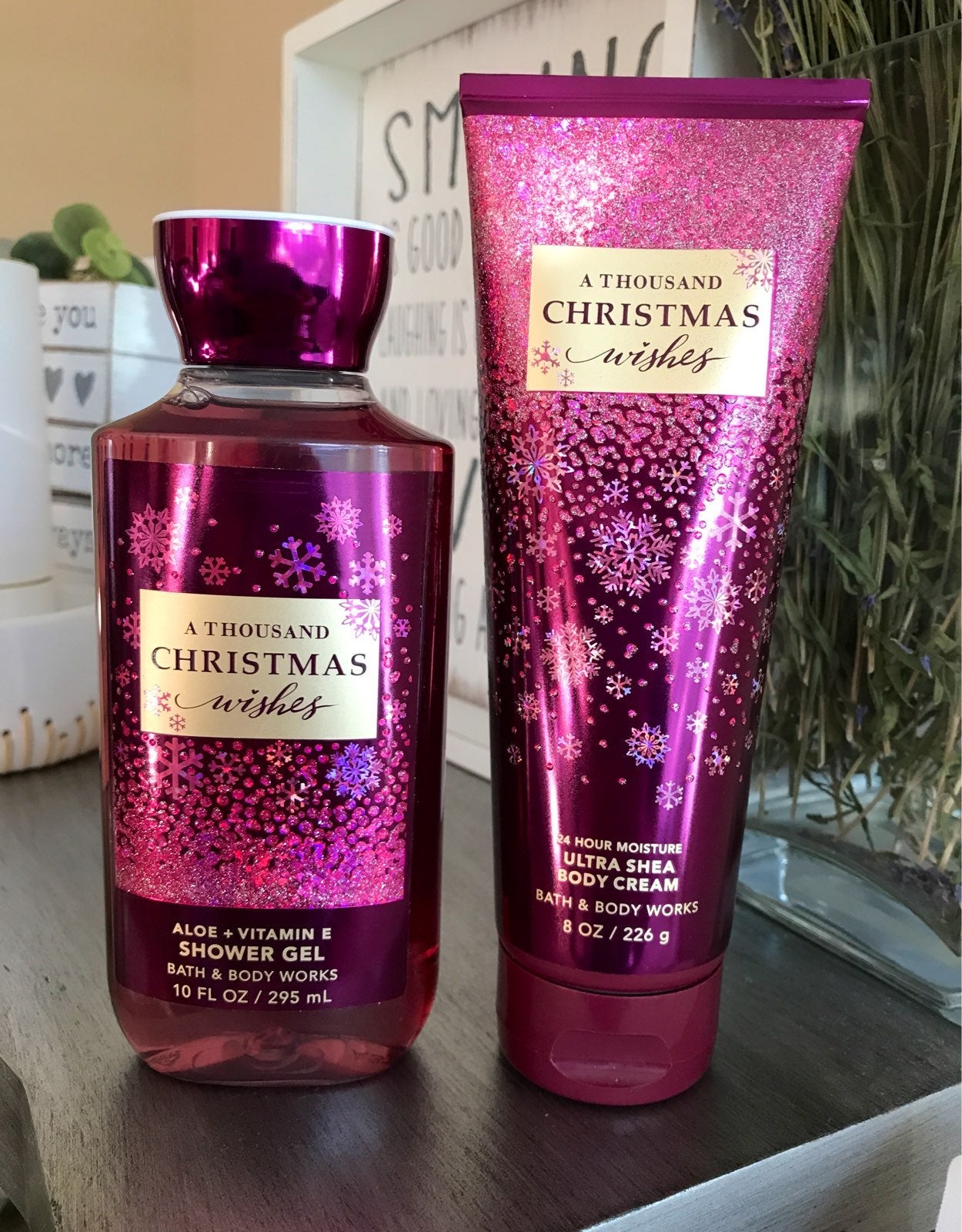 2x BBW Thousand Christmas Wishes body cream, shower gel
